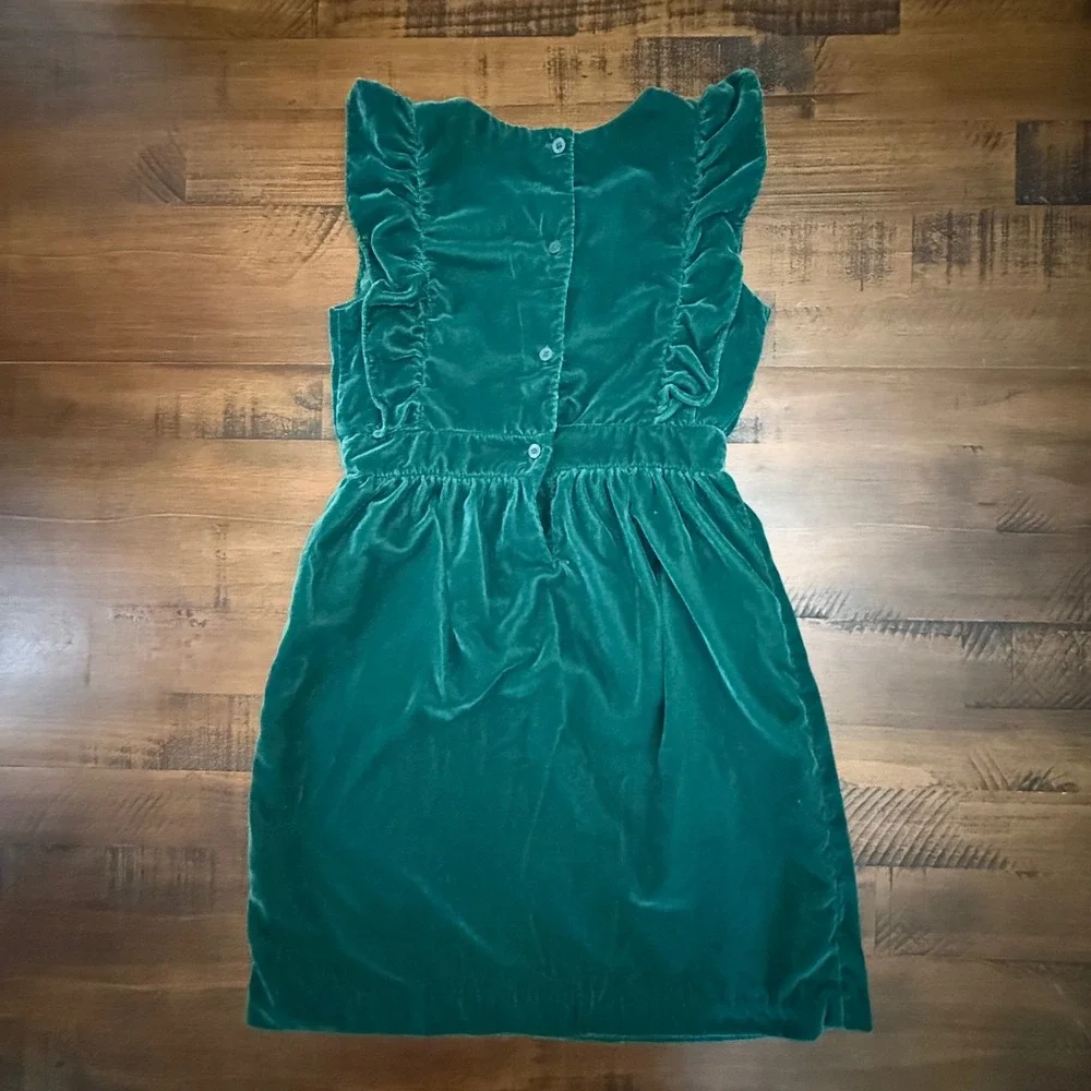 Gymboree Girls Green Velvet Dress‎ Ruffle Sleeveless Party Holiday Size 6